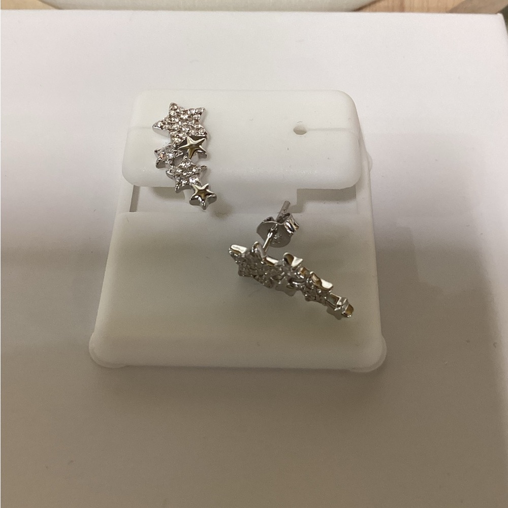 Silver Star Cluster Earrings - image 2